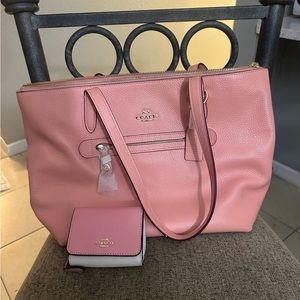 Authentic Pink Coach genuine leather wallet and purse
